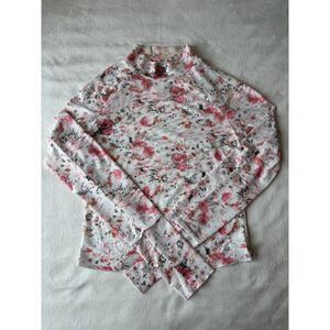 Sheer White Floral Romantic Long Sleeve Top Size Small